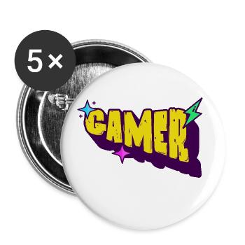 Jeux de joueurs - Lot de 5 petits badges (25 mm) - blanc - Devant