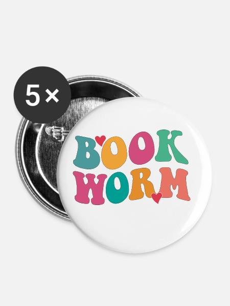 Book worm - Buttons klein 25 mm (5er Pack) - Weiß