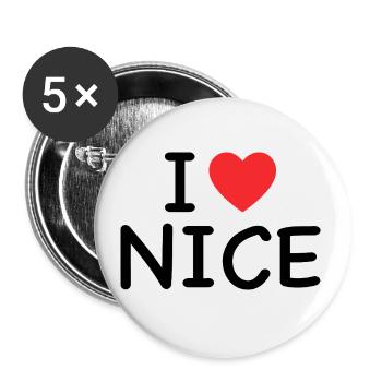 I Love Nice - J'aime Nice - Buttons small 1''/25 mm (5-pack) - white - Front
