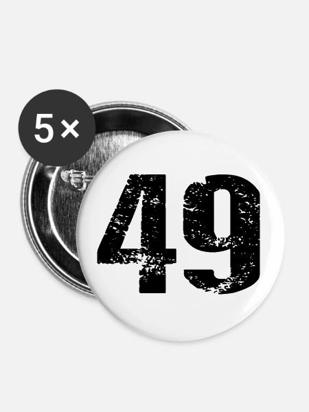 49 Zahl Trikot - Buttons klein 25 mm (5er Pack) - Weiß