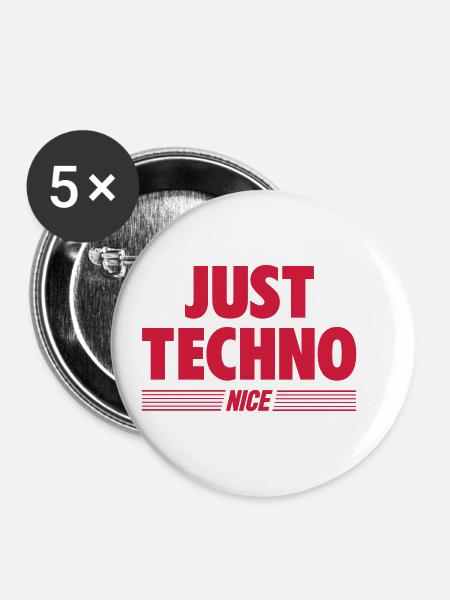 Nur Techno - Buttons klein 25 mm (5er Pack) - Weiß
