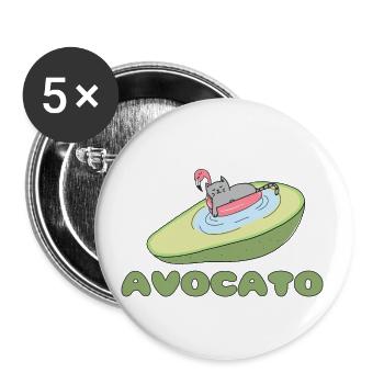 Avocato Cat Katze - Buttons klein 25 mm (5er Pack) - Weiß - Vorne