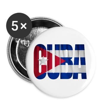 Typographie du drapeau de Cuba - Lot de 5 petits badges (25 mm) - blanc - Devant