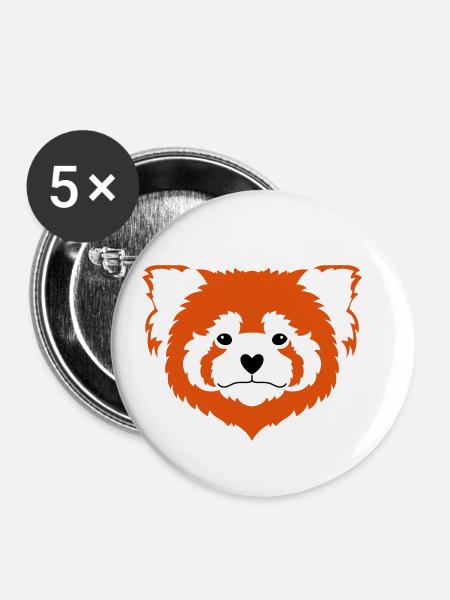 Red Panda Love - Buttons small 1''/25 mm (5-pack) - white