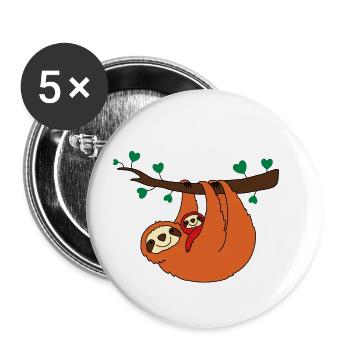 Sloth Love - Buttons small 1''/25 mm (5-pack) - white - Front