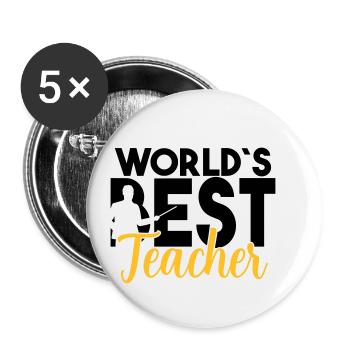 Monde meilleur professeur professeur élève de dicton cool - Lot de 5 petits badges (25 mm) - blanc - Devant