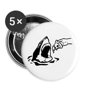 Requin avec idée cadeau pizza - Lot de 5 petits badges (25 mm) - blanc - Devant
