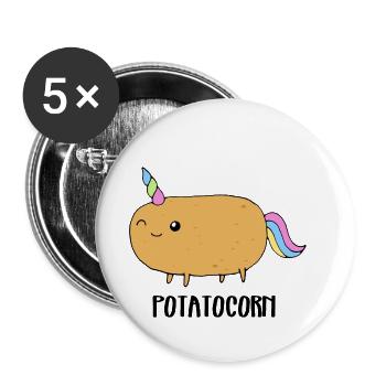 Mignonne Pomme De Terre (Pomme De Terre + Licorne) - Lot de 5 petits badges (25 mm) - blanc - Devant