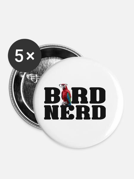Bird Nerd - Buttons klein 25 mm (5er Pack) - Weiß