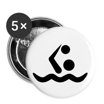 water polo - Lot de 5 petits badges (25 mm) - blanc - Devant