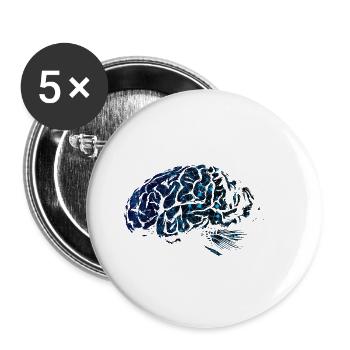 Gehirn - Buttons klein 25 mm (5er Pack) - Weiß - Vorne