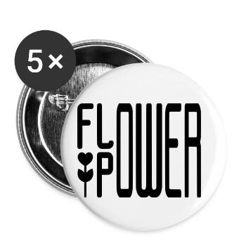 FLOWER POWER - Lot de 5 petits badges (25 mm) - blanc - Devant