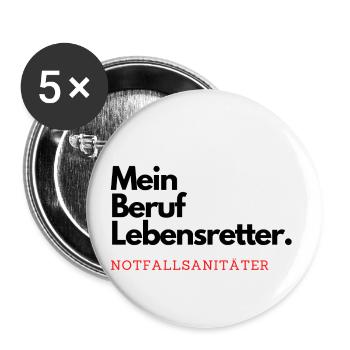 Mein Beruf Lebensretter. Notfallsanitäter. - Buttons klein 25 mm (5er Pack) - Weiß - Vorne