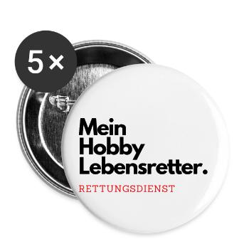 Mein Hobby Lebensretter. Rettungsdienst. - Buttons klein 25 mm (5er Pack) - Weiß - Vorne