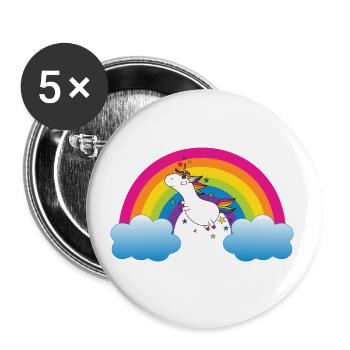 Arc-en-ciel avec licorne - Lot de 5 petits badges (25 mm) - blanc - Devant