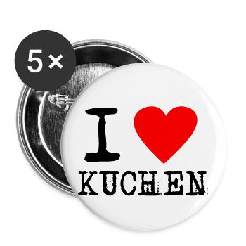 ich liebe Kuchen - Buttons klein 25 mm (5er Pack) - Weiß - Vorne