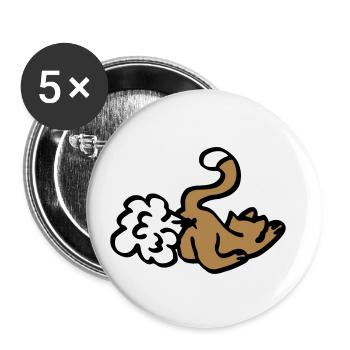 Katze Pups / cat fart / lustiges Geschenk - funny - Buttons klein 25 mm (5er Pack) - Weiß - Vorne