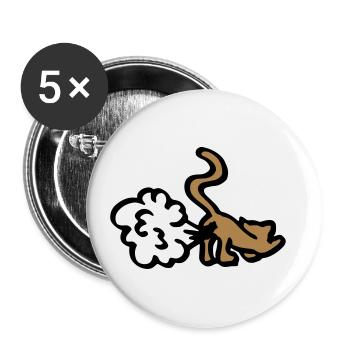 Pups Katze / fart cat / witzige Geschenkidee - Buttons klein 25 mm (5er Pack) - Weiß - Vorne