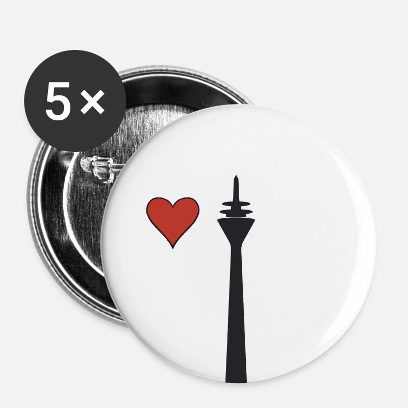 Rheinturm in love - Buttons small 1''/25 mm (5-pack) - white