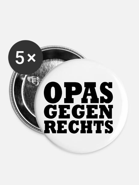 OPAS GEGEN RECHTS - Buttons klein 25 mm (5er Pack) - Weiß
