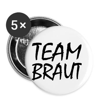Team Braut - Buttons klein 25 mm (5er Pack) - Weiß - Vorne