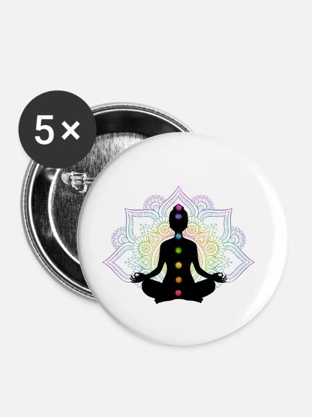 Chakra Meditation - Buttons klein 25 mm (5er Pack) - Weiß
