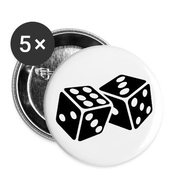 Cubes De Jeux Jeux Jeux De Jeu Cubes - Lot de 5 petits badges (25 mm) - blanc - Devant