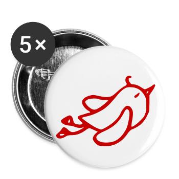 doux oiseau - Lot de 5 petits badges (25 mm) - blanc - Devant