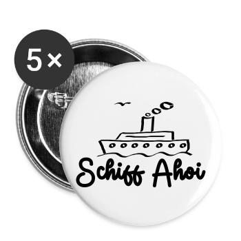Schiff Ahoi - Buttons klein 25 mm (5er Pack) - Weiß - Vorne