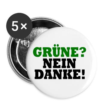 grüne nein danke - Buttons klein 25 mm (5er Pack) - Weiß - Vorne
