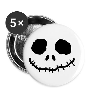 Halloween Totenkopf - Buttons klein 25 mm (5er Pack) - Weiß - Vorne