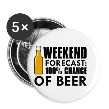 Wochenend-Vorhersage Bier - Buttons klein 25 mm (5er Pack) - Weiß - Vorne
