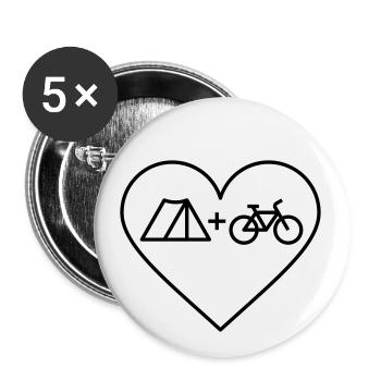 Fahrrad und Zelt - Buttons klein 25 mm (5er Pack) - Weiß - Vorne