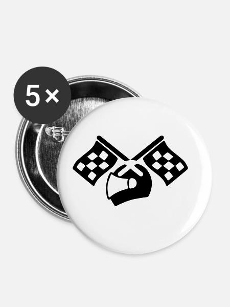 Rennfahrer helm - Buttons klein 25 mm (5er Pack) - Weiß