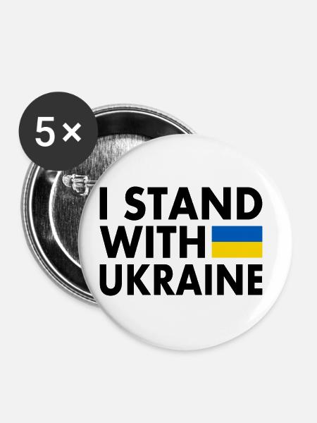 I stand with ukraine - Buttons klein 25 mm (5er Pack) - Weiß