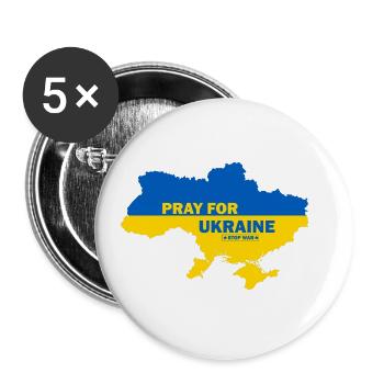 Pray For Ukraine - Buttons klein 25 mm (5er Pack) - Weiß - Vorne