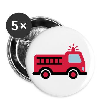 Feuerwehrauto mit Leiter - Buttons klein 25 mm (5er Pack) - Weiß - Vorne