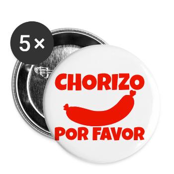 Chorizo Por Favor - Lot de 5 petits badges (25 mm) - blanc - Devant