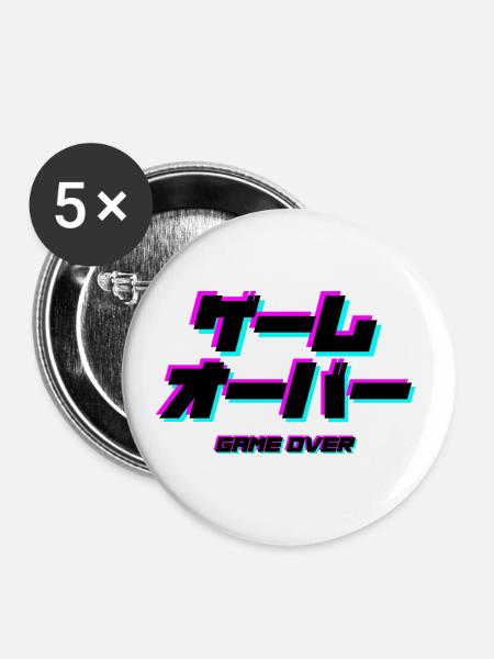 GAME OVER - Buttons klein 25 mm (5er Pack) - Weiß