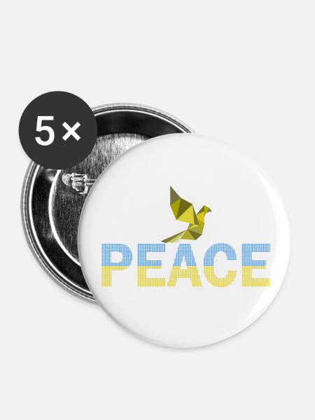 Peace Dove Dot Design - Buttons klein 25 mm (5er Pack) - Weiß