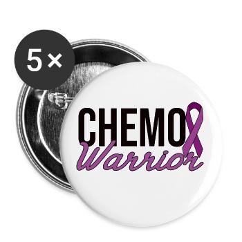 Chemo Warrior - Purple Bow - Buttons small 1''/25 mm (5-pack) - white - Front