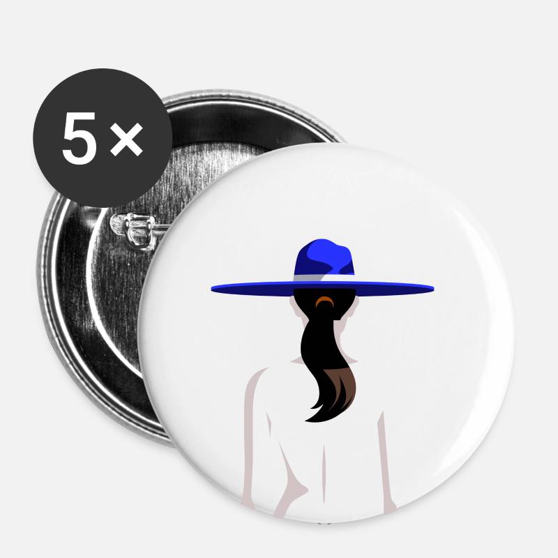 Frau mit Sombrero - Buttons klein 25 mm (5er Pack) - Weiß