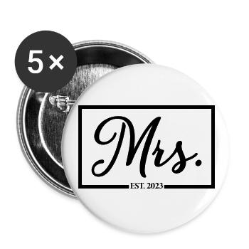 Mme Est. 2023 Fiançailles Mariage Douche nuptiale - Lot de 5 petits badges (25 mm) - blanc - Devant