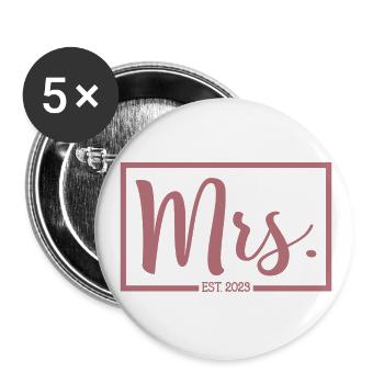 Mme Est. 2023 Fiançailles Mariage Douche nuptiale - Lot de 5 petits badges (25 mm) - blanc - Devant
