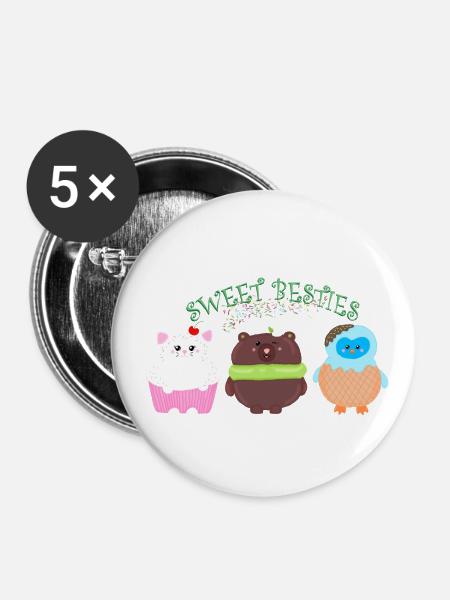 Sweet Besties - Buttons klein 25 mm (5er Pack) - Weiß