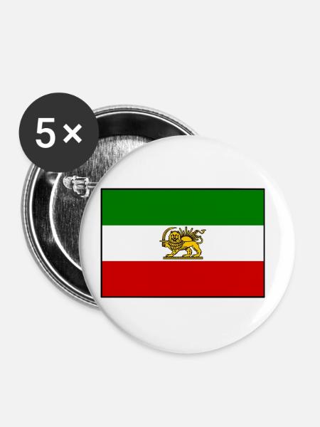 IRAN FLAGGE - Buttons klein 25 mm (5er Pack) - Weiß