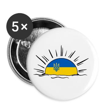 UKRAINE support ukraini Selenskyj ukrainisch - Buttons klein 25 mm (5er Pack) - Weiß - Vorne