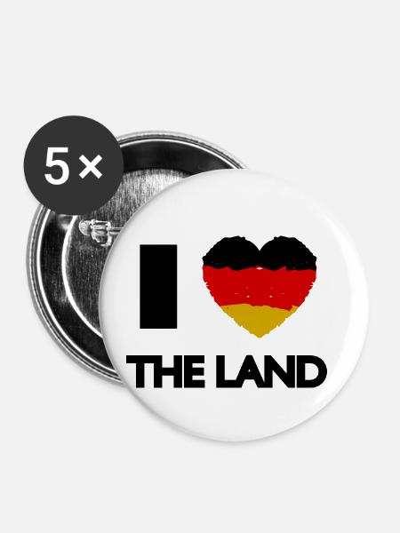 Ich liebe Deutschland - Buttons klein 25 mm (5er Pack) - Weiß
