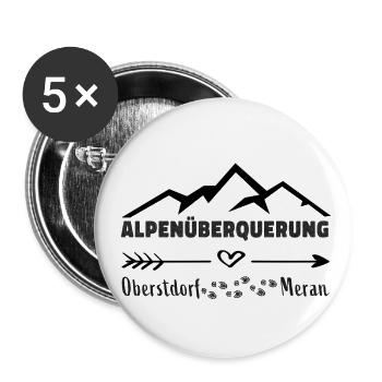 Alpenüberquerung E5 Oberstdorf Meran Wandern Berge - Buttons klein 25 mm (5er Pack) - Weiß - Vorne