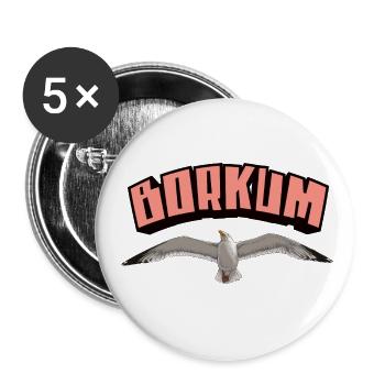 Borkum Möwe - Buttons klein 25 mm (5er Pack) - Weiß - Vorne